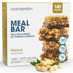 WonderSlim peanut front packaging showing 7-count convenience and low-calorie benefit