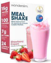WonderSlim front packet showing Strawberry Cream flavor and benefits