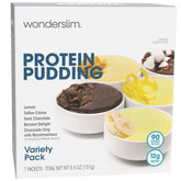 WonderSlim variety pack front packaging showing four flavors and servings for easy selection