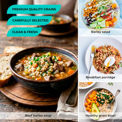 WOODCHA pot of simmering barley demonstrating easy 25 minute cooking