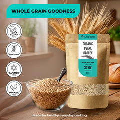 WOODCHA close-up of pearl barley texture highlighting quick-cook grain