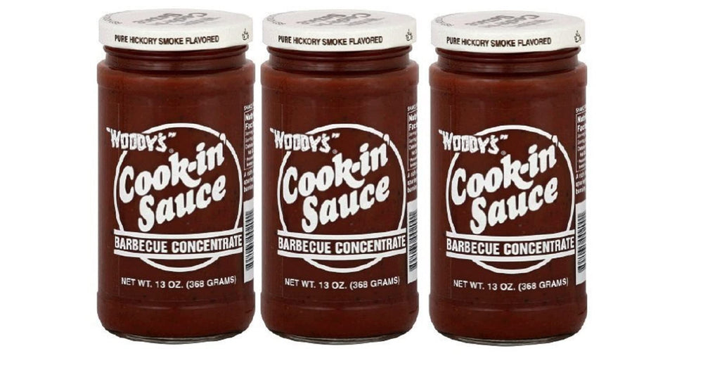 WOODY'S bottle front packaging showing label and thick sauce benefit