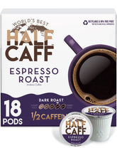 World's Best Half Caff front packaging showing bold espresso branding and convenience