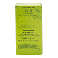 Worldwide Botanicals brewed cup with frothed milk showing creamy coffee alternative