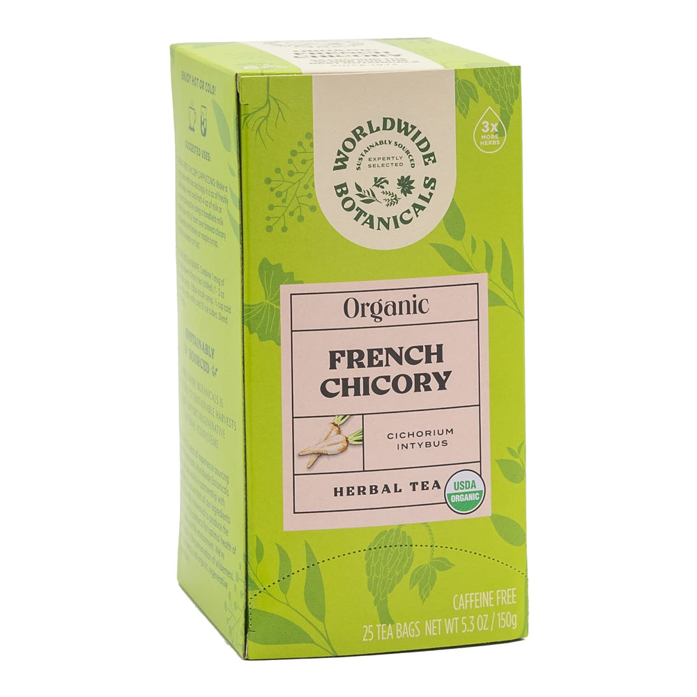 Worldwide Botanicals front packaging showing tea box and benefits
