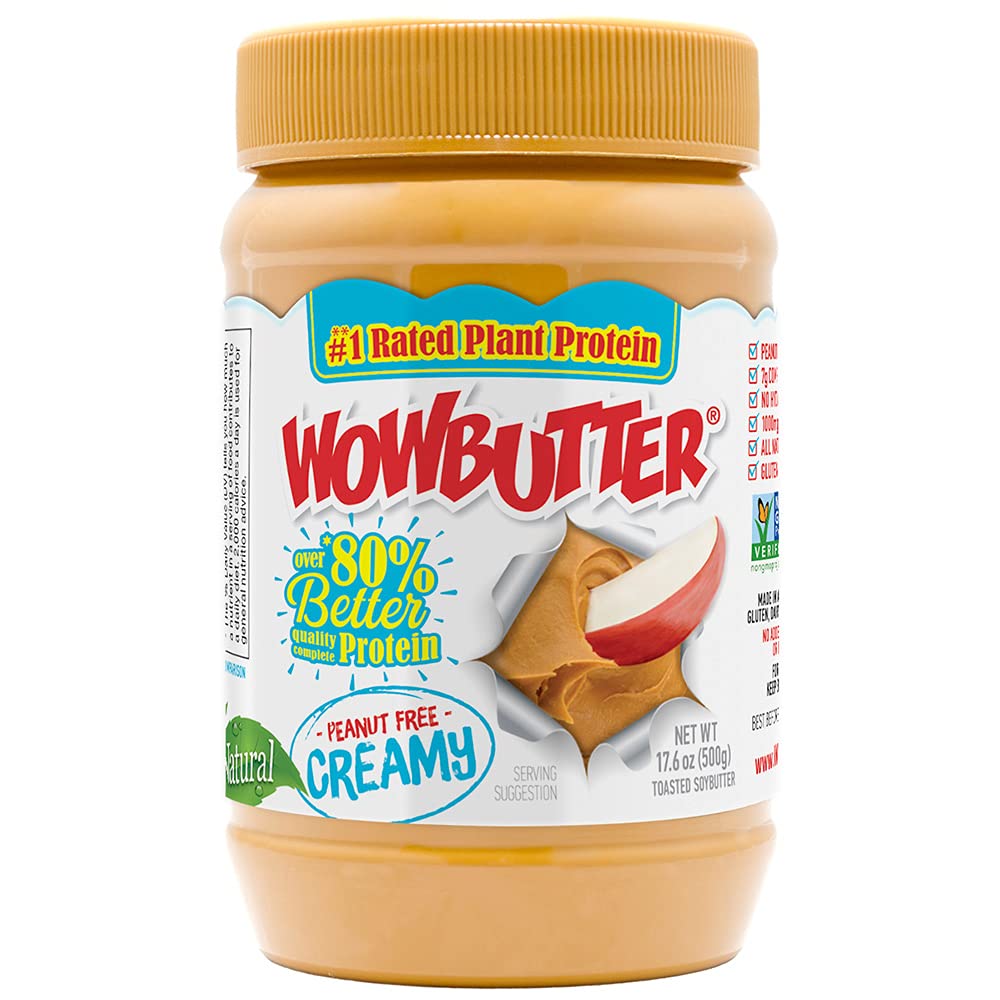 WOWBUTTER front jar view showing label and school-safe benefit