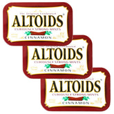 Wrigley's Altoids front tin showing cinnamon branding and portability benefit