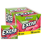 WRIGLEY'S EXTRA front packaging showing watermelon flavor and pack count, convenient bulk