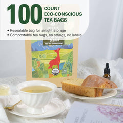 WT WEETEE single tea bag close-up highlighting plant-based unbleached material benefit