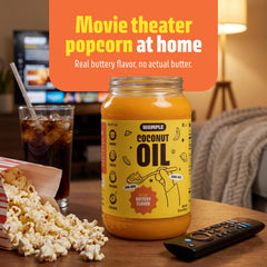 wumple pouring onto popcorn to create movie-theater buttery flavor