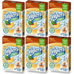 Wyler's Light box front showing peach iced tea flavor and count for easy identification and convenience