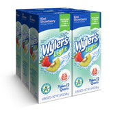 Wyler's Light front box showing Kiwi Strawberry packets and low-calorie benefit