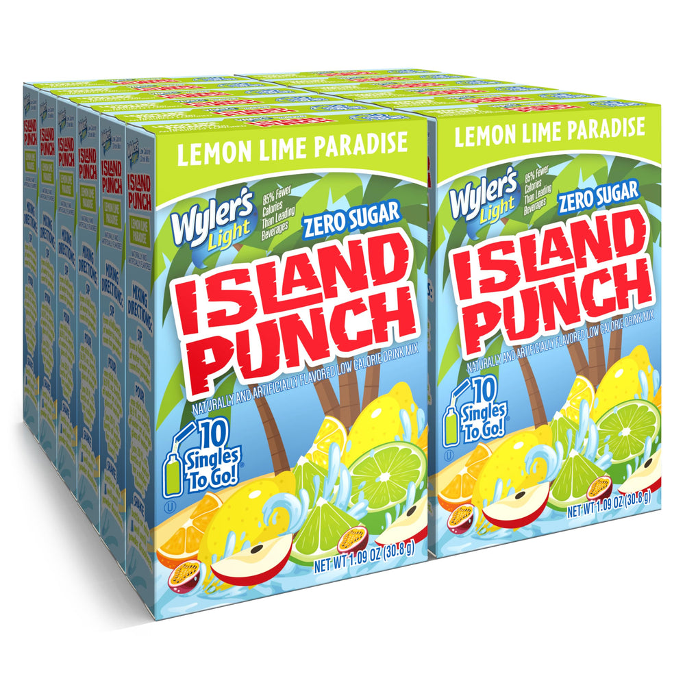 Wyler's Light front packaging showing Lemon Lime Paradise and 120 count convenience