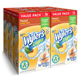 Wyler's Light front packaging showing Peach Iced Tea flavor and easy grab-and-go benefit