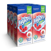 Wyler's Light front packaging showing raspberry pitcher packs and benefits