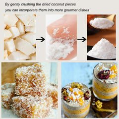 WZQLAOYS coconut chunks being added to oatmeal for crunchy breakfast boost