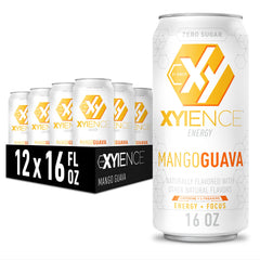XYIENCE front can showing mango guava flavor and bold branding for refreshing benefit