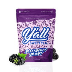 Y'all Sweet Tea front packaging showing blackberry flavor and benefits