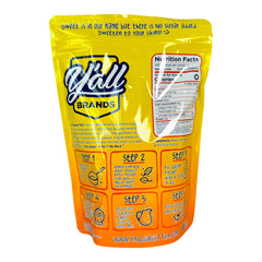 Y'all Sweet Tea label detail highlighting Georgia Peach flavor and product info