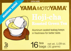 Yamamotoyama front packaging showing tea bags and roasted aroma benefit