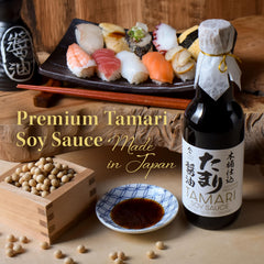 YAMASAN KYOTO UJI pouring tamari into dish demonstrating rich flavor benefit