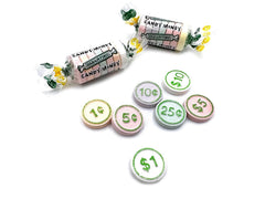 YANKEETRADERS close-up of money-printed candy coins highlighting collectible detail