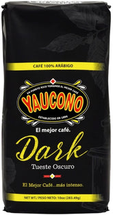 Yaucono front packaging showing bold dark roast branding and freshness benefit