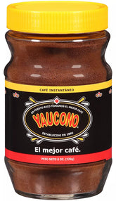 Yaucono front glass jar showing label and 8 ounce size, highlights authentic Puerto Rican flavor