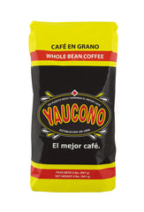 Yaucono front of bag showing branding and 2 lb size for freshness