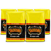 Yaucono front packaging showing five 8oz bags and clear branding for convenience