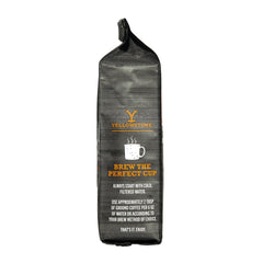 Y Yellowstone close-up of ground coffee texture highlighting smooth medium-roast mouthfeel
