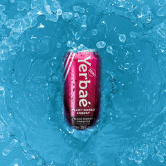 YERBAÉ can in hand being poured to show convenient on-the-go energy and enjoyment