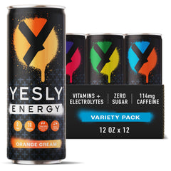 Yesly variety pack front view showing four flavors and branding for quick selection