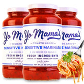Yo Mama’s front packaging shows three jars and highlights sensitive formula benefits