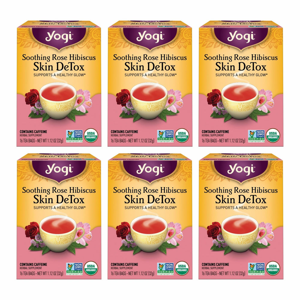 Yogi box front packaging showing rose hibiscus blend and organic badge, appealing appearance