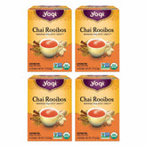 Yogi front box showing organic chai rooibos for clear shelf identification and convenience