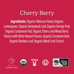 Yogi loose blend detail with hibiscus and cherry pieces, emphasizing natural ingredients