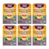 Yogi front packaging showing elderberry lemon balm, clear product identity and organic benefits