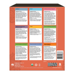 Yogi open box with nine different individually wrapped tea envelopes displayed