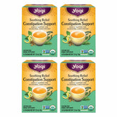 Yogi front packaging showing soothing relief tea and organic certification benefits