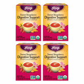 Yogi front packaging showing sweet strawberry organic tea and benefits