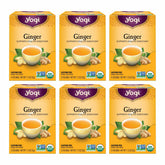 Yogi front packaging showing organic ginger tea benefits