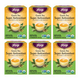 Yogi front packaging showing organic green tea and antioxidant benefits