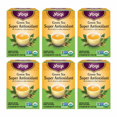 Yogi front packaging showing organic green tea and antioxidant benefits