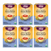 Yogi front packaging showing organic honey lavender tea and calming benefits