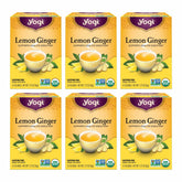 Yogi front box showing lemon ginger tea and organic badge for confident choice