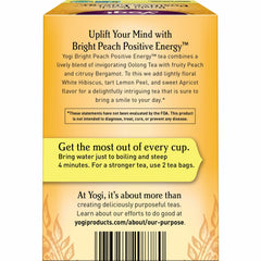 Yogi loose tea with peach pieces highlighting natural fruit ingredients