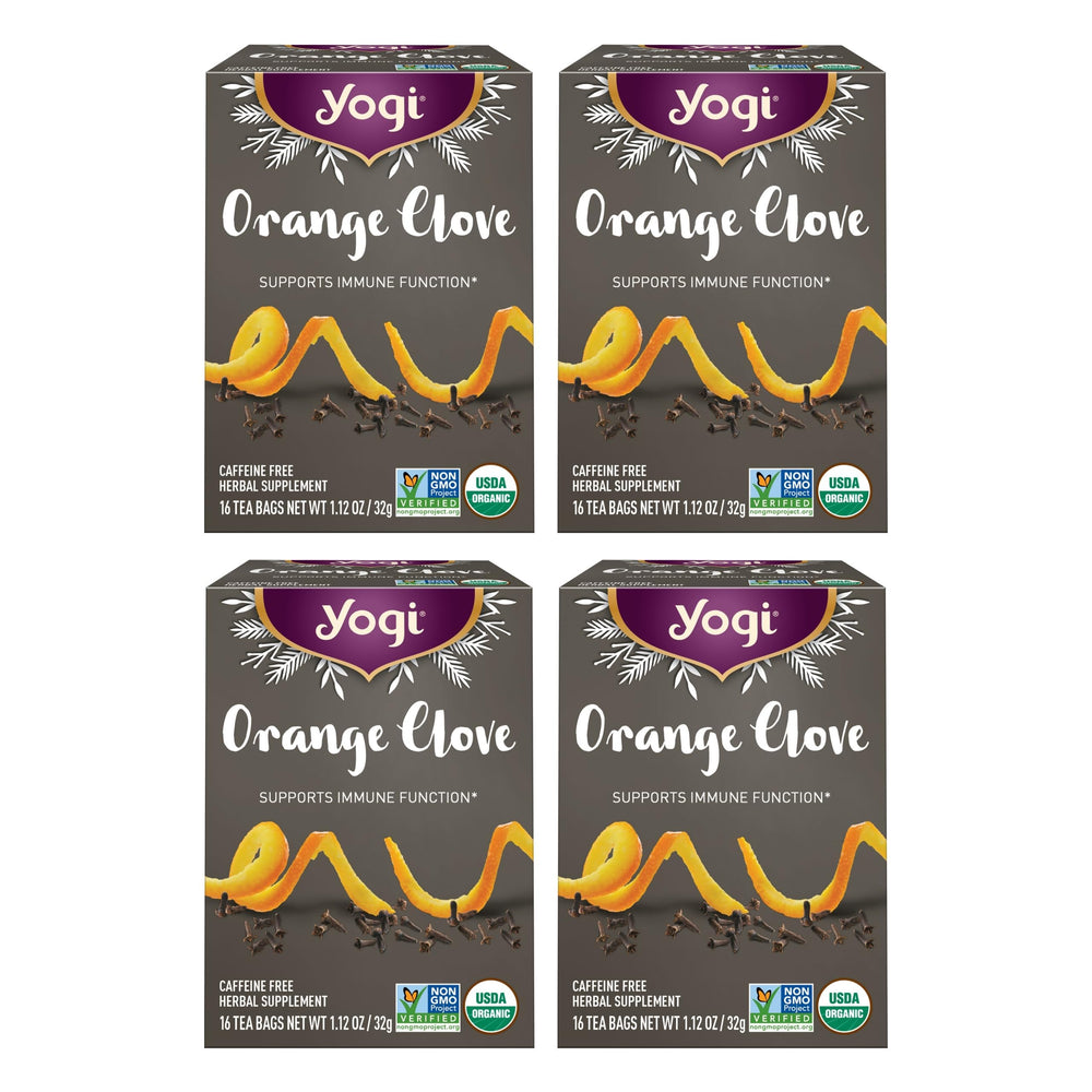 Yogi front packaging showing limited edition orange clove and benefit of fragrant spices