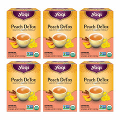Yogi front packaging showing organic peach detox benefits