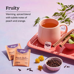 Yogi tea steeping in cup releasing warm spicy aroma